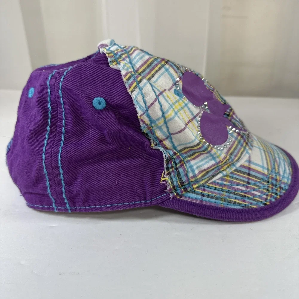 Disney Parks Mickey Mouse Youth Purple Blue Rhinestones Adjustable Ball Cap Hat - Picture 5 of 16